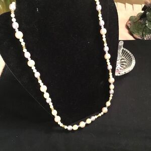 Tifari Goldtone and White Faux Pearl Necklace
